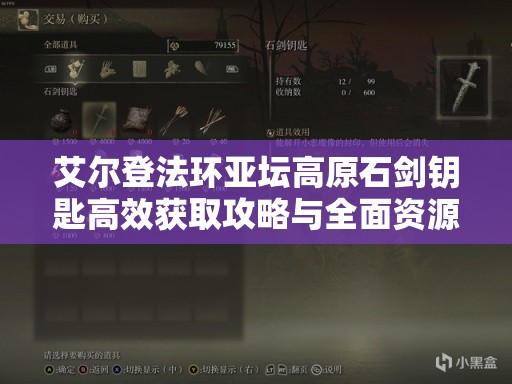 艾尔登法环亚坛高原石剑钥匙高效获取攻略与全面资源管理技巧