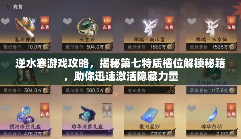逆水寒游戏攻略，揭秘第七特质槽位解锁秘籍，助你迅速激活隐藏力量