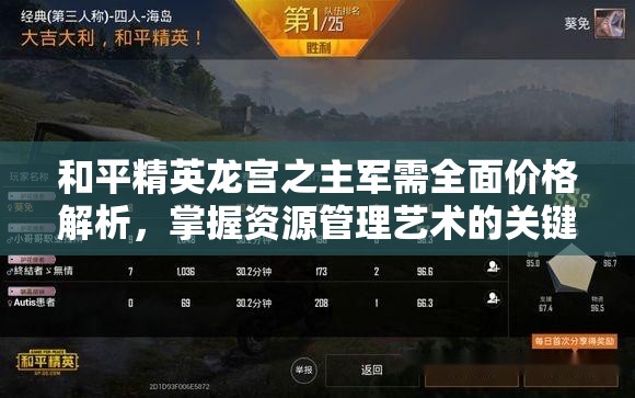 和平精英龙宫之主军需全面价格解析，掌握资源管理艺术的关键指南