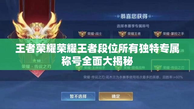 王者荣耀荣耀王者段位所有独特专属称号全面大揭秘
