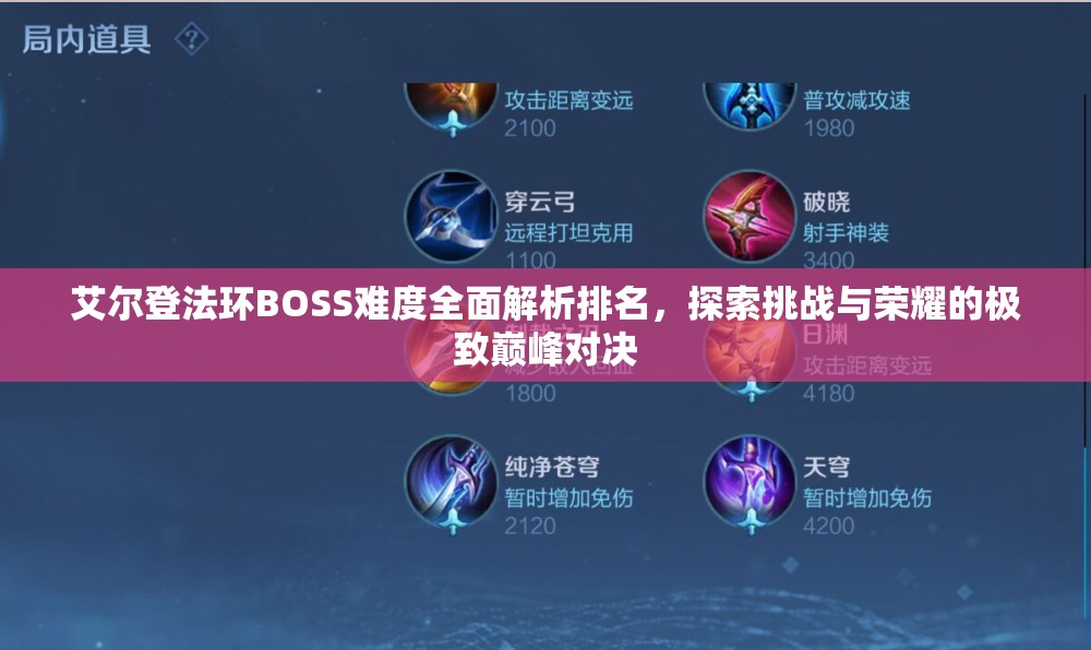 艾尔登法环BOSS难度全面解析排名，探索挑战与荣耀的极致巅峰对决
